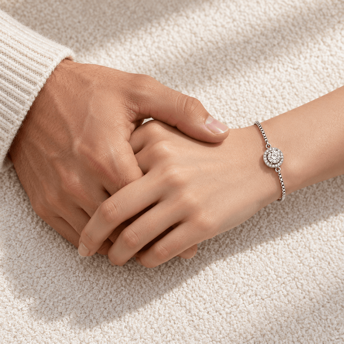 Round Moissanite Halo Adjustable Bracelet