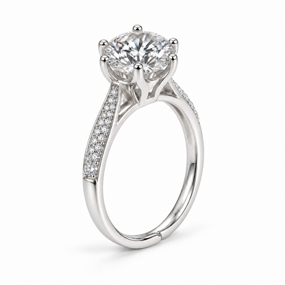 Side view of the NEARHELD 1 ct moissanite ring setting and open band