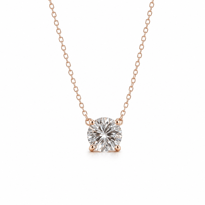 Classic Round Moissanite Four-Prong Solitaire Necklace